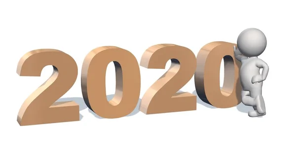 Mudança Ano Para 2020 Com Pessoas Isoladas Fundo Branco — Fotografia de Stock