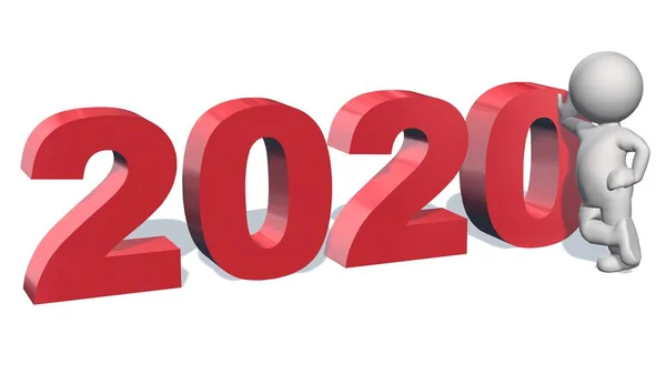 Αλλαγή Έτους Έως 2020 Άτομα Απομονώνονται Λευκό Φόντο — Φωτογραφία Αρχείου