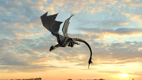 Dragon Volant Sur Fond Ciel — Photo