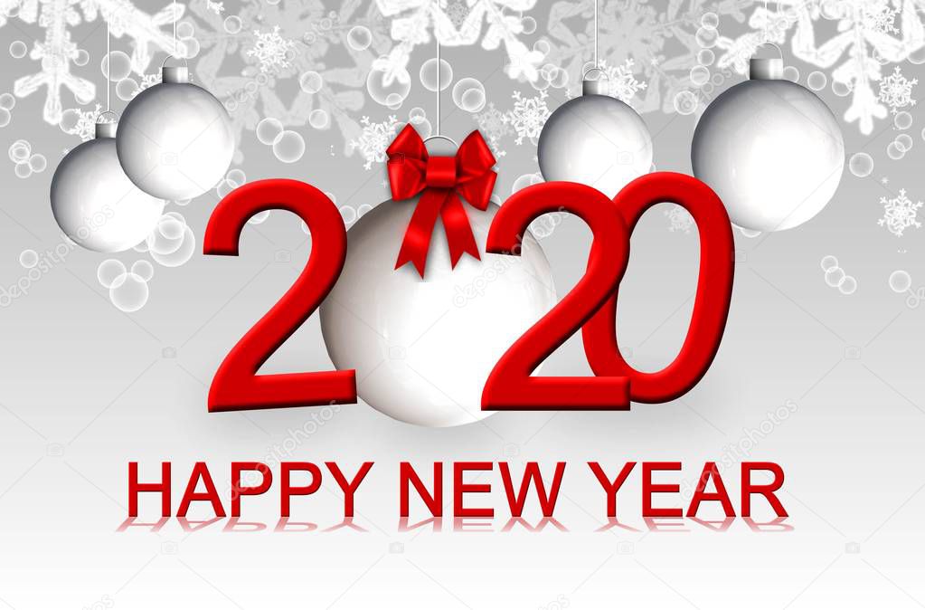 Happy New Year 2020 - greeting card - 3D illustration