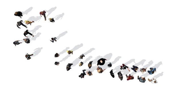 Группа Людей Тенью Полу Вид Сверху Изолированный Белом Фоне — стоковое фото