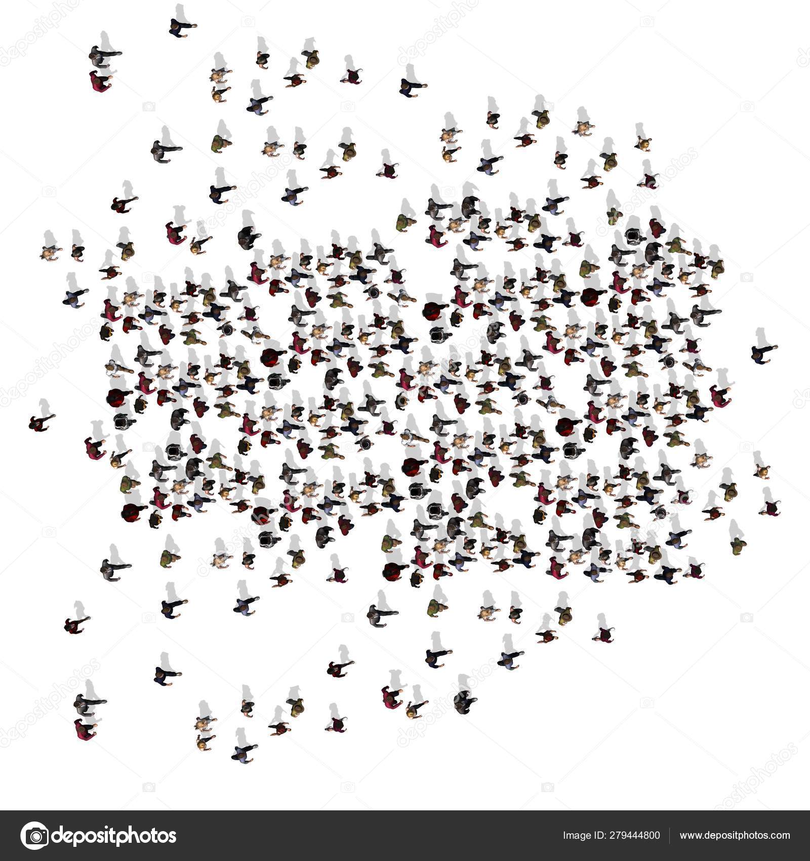 Grand Groupe Personnes Marche Dans Une Direction Vue Dessus Isolé — Photo  de stock par ©bestofgreenscreen - 279444800, image size:1600x1700