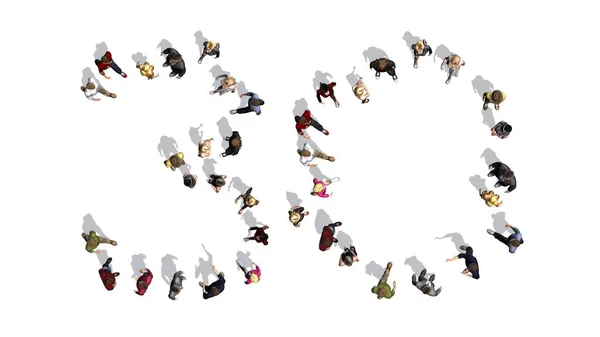 Люди Розташовані Під Номером Вид Зверху Тіні Ізольовані Білому Тлі — стокове фото