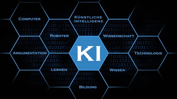 人工智能背景 在德国淇 昆斯特利奇英特利根茨 亨特朗德 网络技术和自动化的抽象概念 3D渲染 — 图库照片
