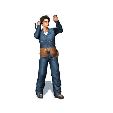 Tamirci çekiç ile çalışır - beyaz arka plan üzerinde izole - 3d illüstrasyon