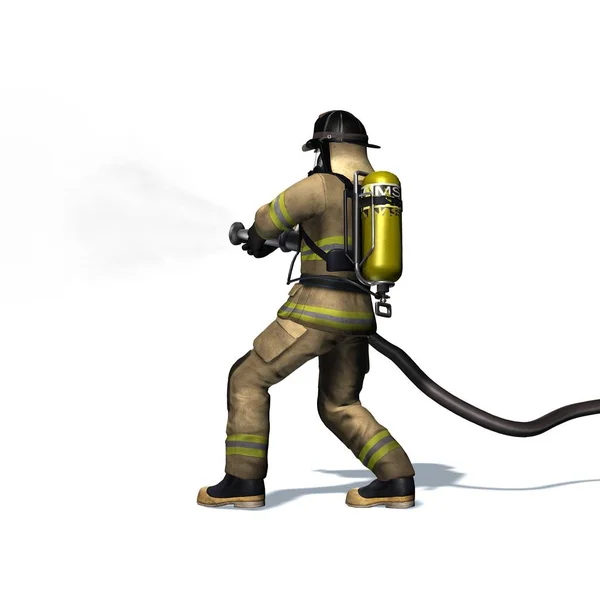 Fire Fighter Water Hose Isolated White Background Illustration — Stock Photo, Image