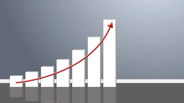 Business Growth Bar Graph Met Stijgende Pijl Illustratie — Stockfoto