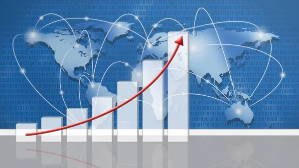 Business Growth Bar Graph with Rising Arrow - 3D Illustration - Stock Image  - Everypixel