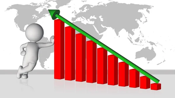 Gráfico Barras Crecimiento Empresarial Con Flechas Crecientes Personas Ilustración —  Fotos de Stock