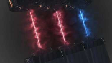 Renk değişimiyle elektrik gücü animasyonu - Elektrik stilinde canlandırılmış dikey çizgiler ve elementler arasında farklı renkler hareket eder