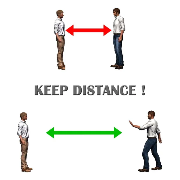 Keep Distance Συμβολική Αναπαράσταση Πληροφοριακό Σήμα Λευκό Φόντο Εικονογράφηση — Φωτογραφία Αρχείου