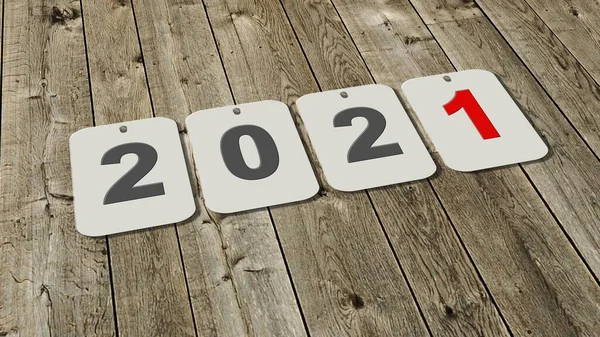 Ano Novo 2021 Mudança Ano Números Únicos Placas Sobre Fundo — Fotografia de Stock