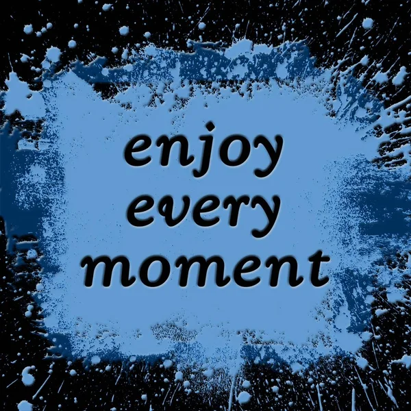 Carte Voeux Avec Enjoy Every Moment Lettrage Grand Éclaboussure Eau — Photo