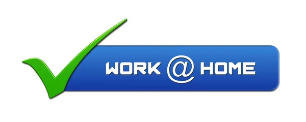 Trabalho Home Lettering Banner Azul Com Sinal Verde Esquerda Isolado — Fotografia de Stock