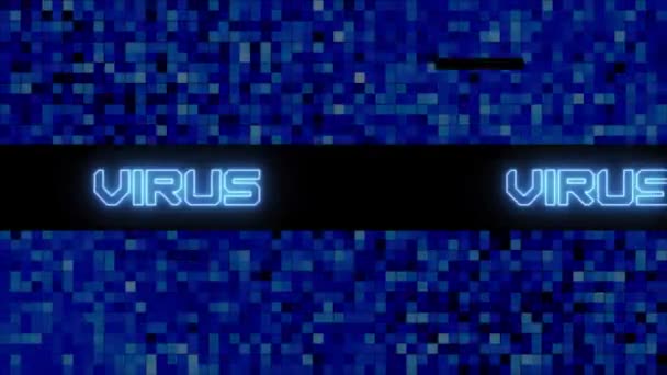Virus Szöveges Felirat Látható Különböző Pozíciókban Kék Digitális Absztrakt Mozaik — Stock videók