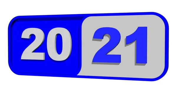 Changement Année 2021 Numéros Année Couleur Bleue Sur Plaque Isolé — Photo