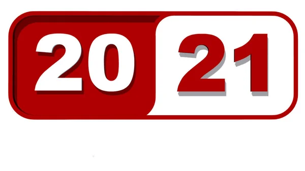 Cambio Año 2021 Números Año Color Rojo Placa Aislado Sobre — Foto de Stock