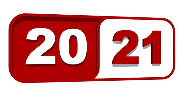 Cambio Año 2021 Números Año Color Rojo Placa Aislado Sobre —  Fotos de Stock