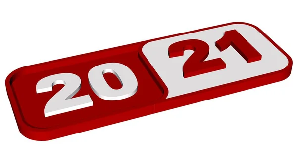 Cambio Año 2021 Números Año Color Rojo Placa Aislado Sobre — Foto de Stock