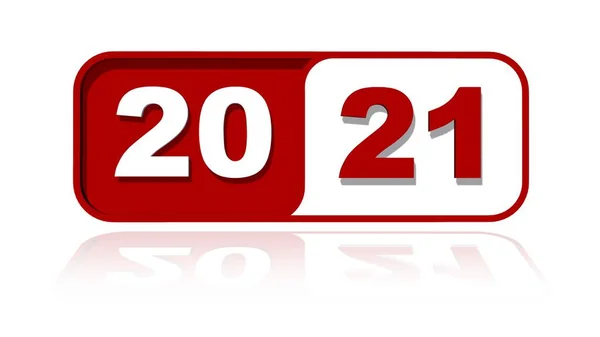Zmiana Roku 2021 Numery Roczne Kolorze Czerwonym Płytce Odbiciami Podłodze — Zdjęcie stockowe