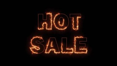 Sıcak Satış harfleri - açık siyah arkaplan üzerinde yanan harflerle metin