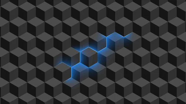 Abstract Background Wall Isometric Cubes Gray Color Partially Translucent Neon — Stock Photo, Image