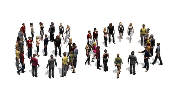 Pessoas Dispostas Número Com Sombra Isoladas Sobre Fundo Branco Ilustração — Fotografia de Stock