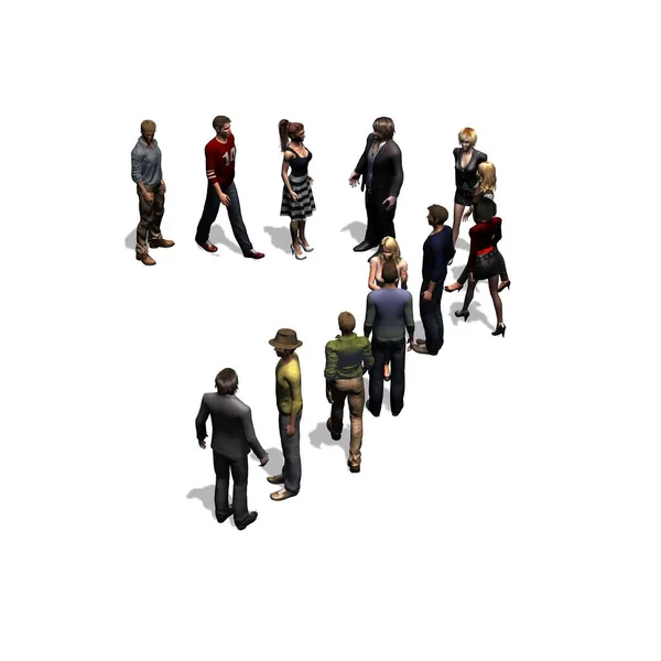 Menschen Nummer Angeordnet Mit Schatten Isoliert Auf Weißem Hintergrund Illustration — Stockfoto