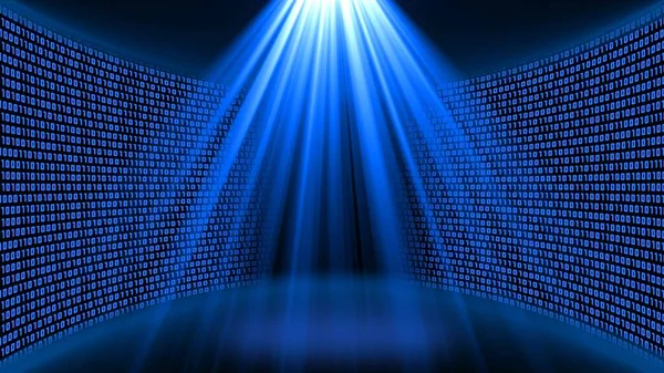 Abstrakter Datenfluss Hintergrund Hellblau Leuchtender Lichtstrahl Form Eines Kegels Vor — Stockfoto