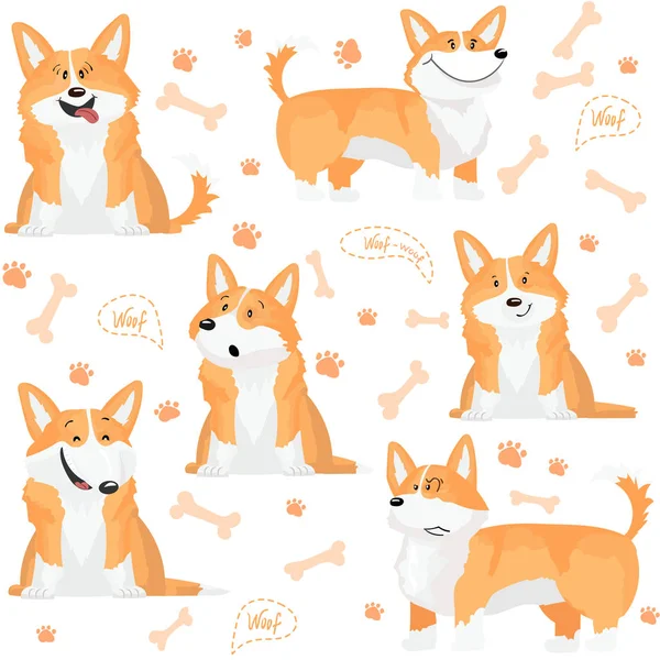 Galce corgi köpek ile şirin desen.