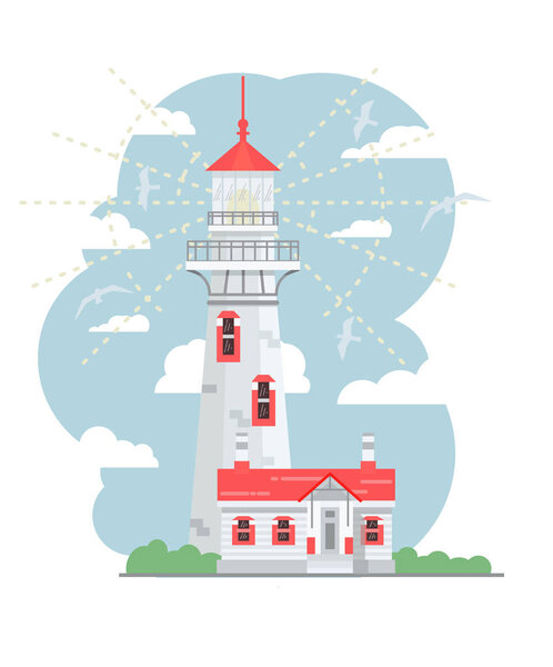 Vector lighthouse in flat style