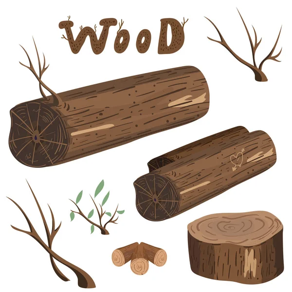 Ahşap öğeleri kümesi vektör.