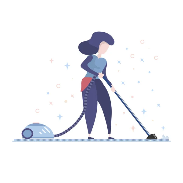 Bir elektrikli süpürge kullanarak ev kadını