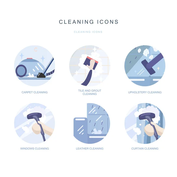 Temizlik hizmet simgeleri yaratıcı vektör seti.