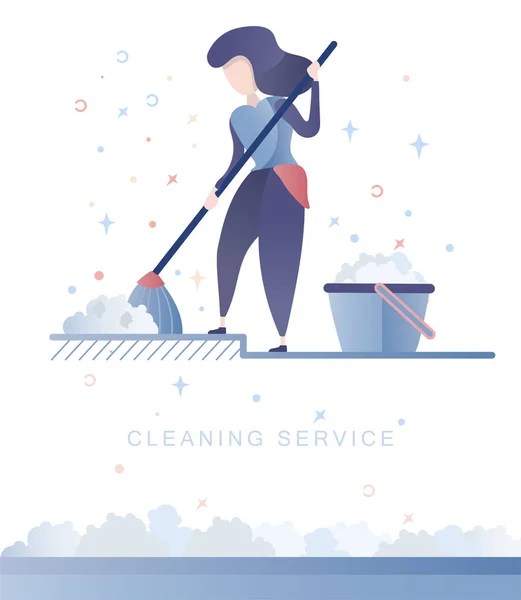 Parlak renklerde kadın düz vektör illüstrasyon Temizleme