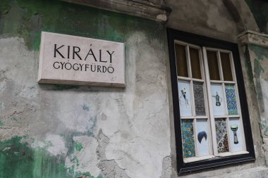 Budapeşte, Macaristan'daki Kiraly Termal Hamamı'nın bina cephesinin detayları