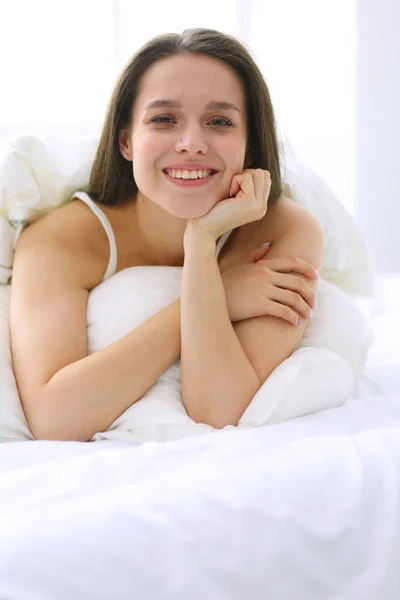 Young woman suffering from abdominal pain — Stock Photo, Image