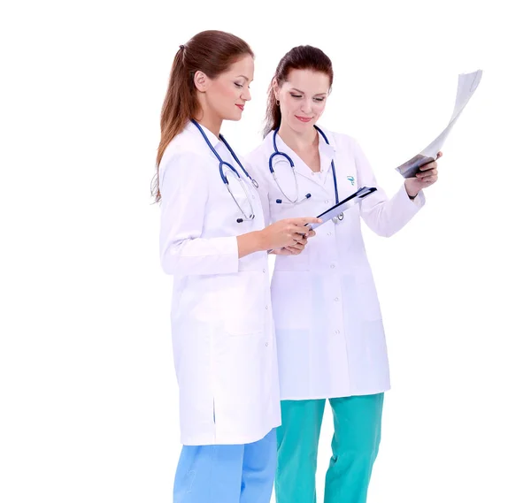 Two young woman doctor , standing in hospital. Two young woman doctor. — Stock Photo, Image