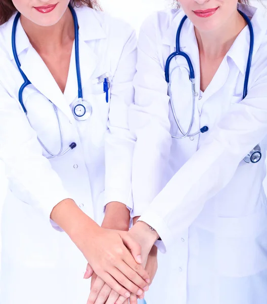 Two young woman doctor , standing in hospital — Stock Photo, Image