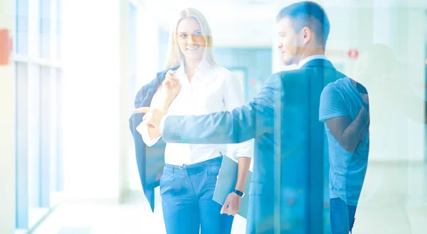 Smiling successful business team standing in office . business — Stock Photo, Image