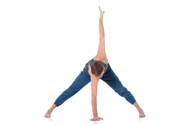 Ung man utövar yoga. Yoga. Yogainstruktör — Stockfoto