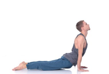 Pratik Yoga bir genç adam. Yoga. Yoga eğitmeni