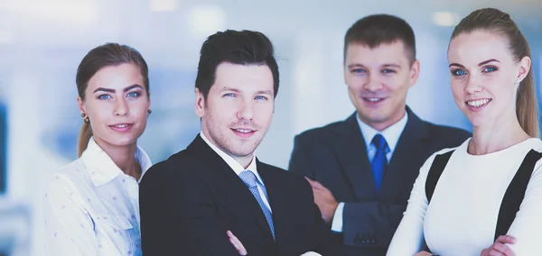 Feliz equipo de negocios mostrando pulgares en la oficina. Equipo de negocios feliz —  Fotos de Stock