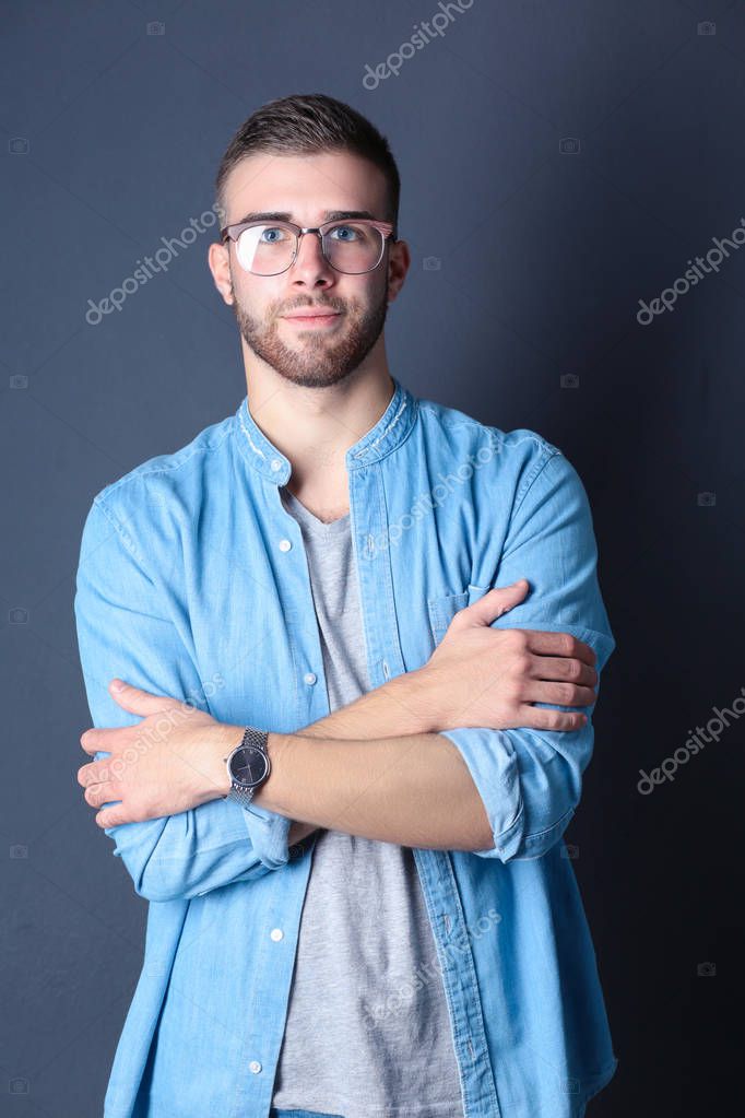 pic Casual Standing Casual Male Model Poses For Photography portrait of a happy casual man standing