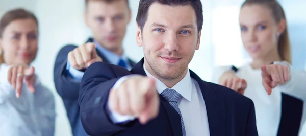 Group of business people doing presentation with laptop during meeting. Group of business people