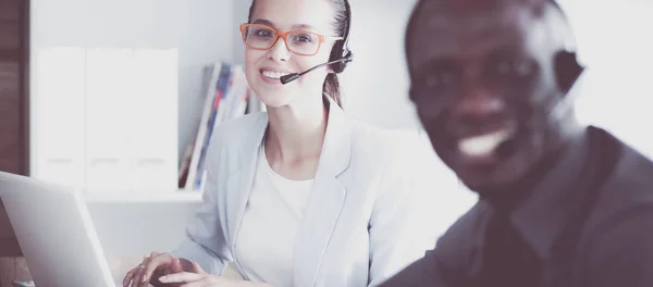 Portrait of an African American young business man with headset. — Stock Photo, Image