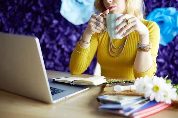 Junge Frau mit Kreditkarte und Laptop. Online-Shopping-Konzept — Stockfoto