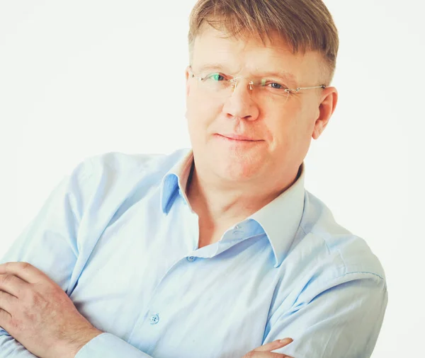 Retrato de hombre con gafas, aislado en blanco —  Fotos de Stock