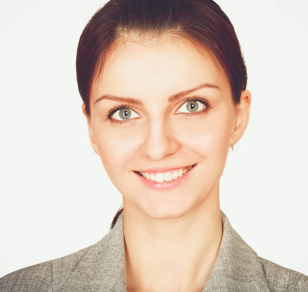 Porträt einer jungen Geschäftsfrau, isoliert auf Weiß — Stockfoto