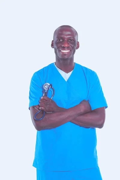 Portrait of a doctor man standing isolated on white background. Doctor. Clinic — Stock Photo, Image